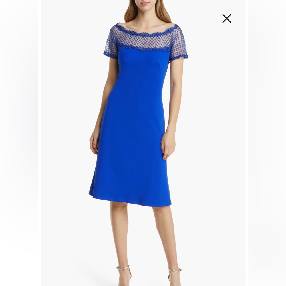 TADASHI SHOJI - WAYNE ILLUSION CREPE DRESS XS